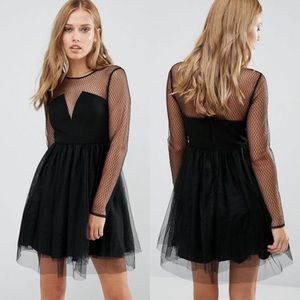 BCBGeneation Black Long Sleeve Tulle Tutu Dress